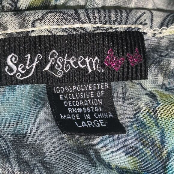 Vintage 90’s Y2K Self Esteem Sheer Chiffon Tiered Lace Babydoll Top Size Large - Picture 16 of 16